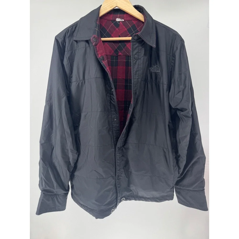 The North Face Jacket Men's M Black Fort Point Flannel Snap Reversible Shacket